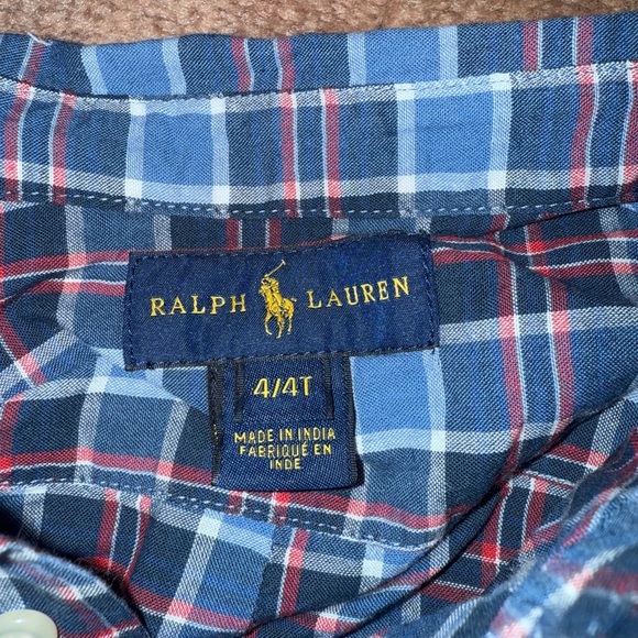 Ralph Lauren Kids Plaid Button Down Shirt - Blue and Red - Picture 2 of 3